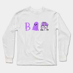 Halloween Boo Ghosts Purple Long Sleeve T-Shirt